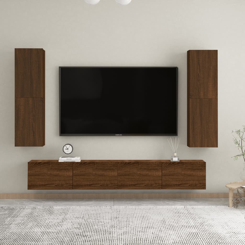 Mobili Porta TV a Parete 2 pz Rovere Marrone 30,5x30x110 cm – SDMhomestore