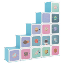 Scaffale Portaoggetti per Bambini con 15 Cubi Blu in PP