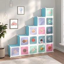Scaffale Portaoggetti per Bambini con 15 Cubi Blu in PP