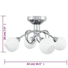 Lampada Soffitto con Paralumi Tondi Ceramica per 4 Luci LED G9